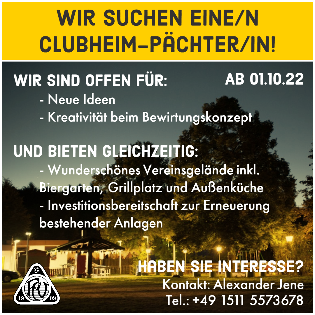 Du betrachtest gerade Wir suchen eine/n Clubheim-Pächter/in